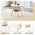thumbnail image 5 of 31.5-Inch Round Coffee Table with Woven Storage Basket - White MDF Top & Solid Wood Legs, 5 of 10