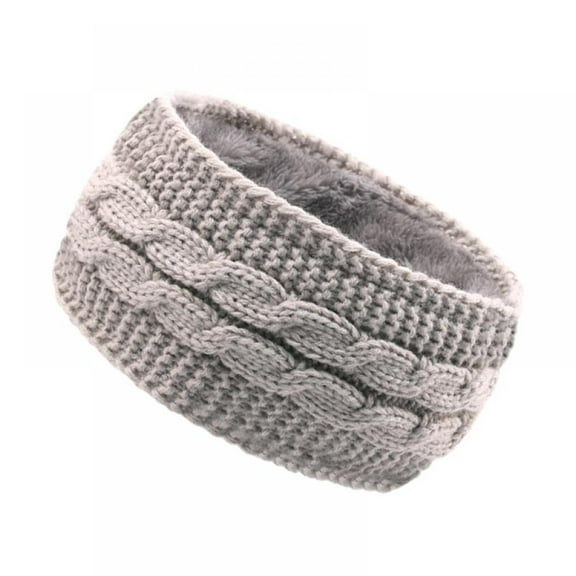 Headbands for Women Winter Warm Cable Knit Ear Warmer Thick Head Wrap Fuzzy Fleece Lined