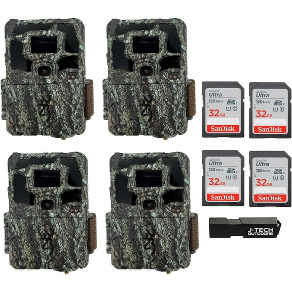 (4) Browning Dark Ops Pro X 1080 Trail Game Camera Bundle Includes 32GB Memory Cards and J-TECH Card Reader (24MP) | BTC6PX1080 …