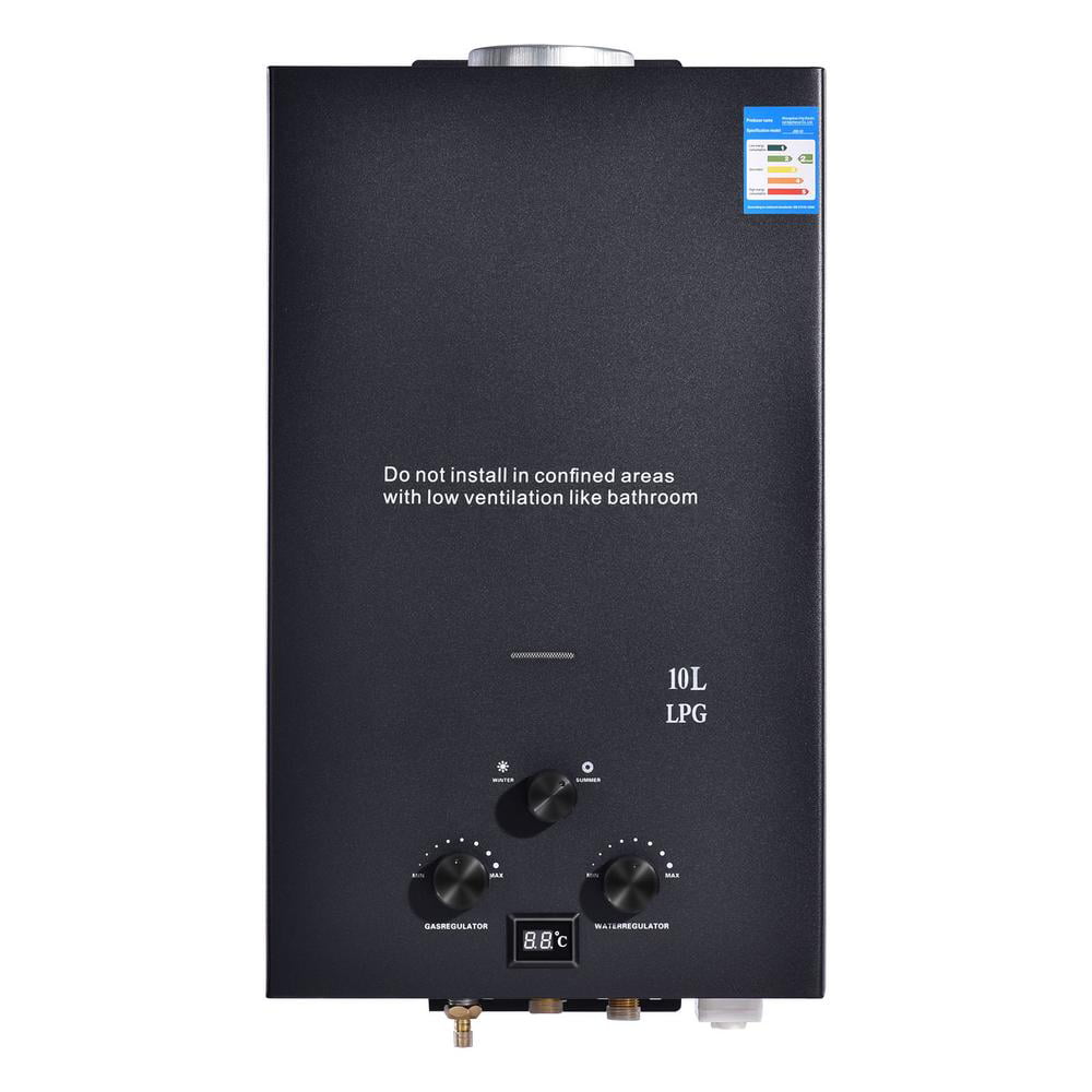 10L 20KW Instant On-Demand Boiler Stainless Steel Tankless Gas Water Heater CE Certified CO-Z LPG Hot Water Heater LED Display Liquefied Petroleum Propane Water Heater for Kitchen Bathroom Home