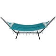 thumbnail image 4 of Northlight Hammock with Netted Fringe and Wooden Bars - 100" x 41" - Teal Green, 4 of 8