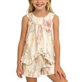 thumbnail image 6 of Toddler Girls 2PC Sleeveless Ruffle Outfit, Pink Floral Bow Top & Shorts,Size 2-3T, 6 of 6