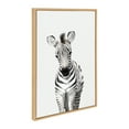 thumbnail image 2 of Kate and Laurel Sylvie Baby Zebra Animal Print Portrait Framed Canvas Wall Art by Amy Peterson, 23x33 Natural, 2 of 5