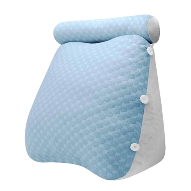 Almohada triangular en forma de cuña para cabecero, cojín de respaldo ajustable para sentarse azul