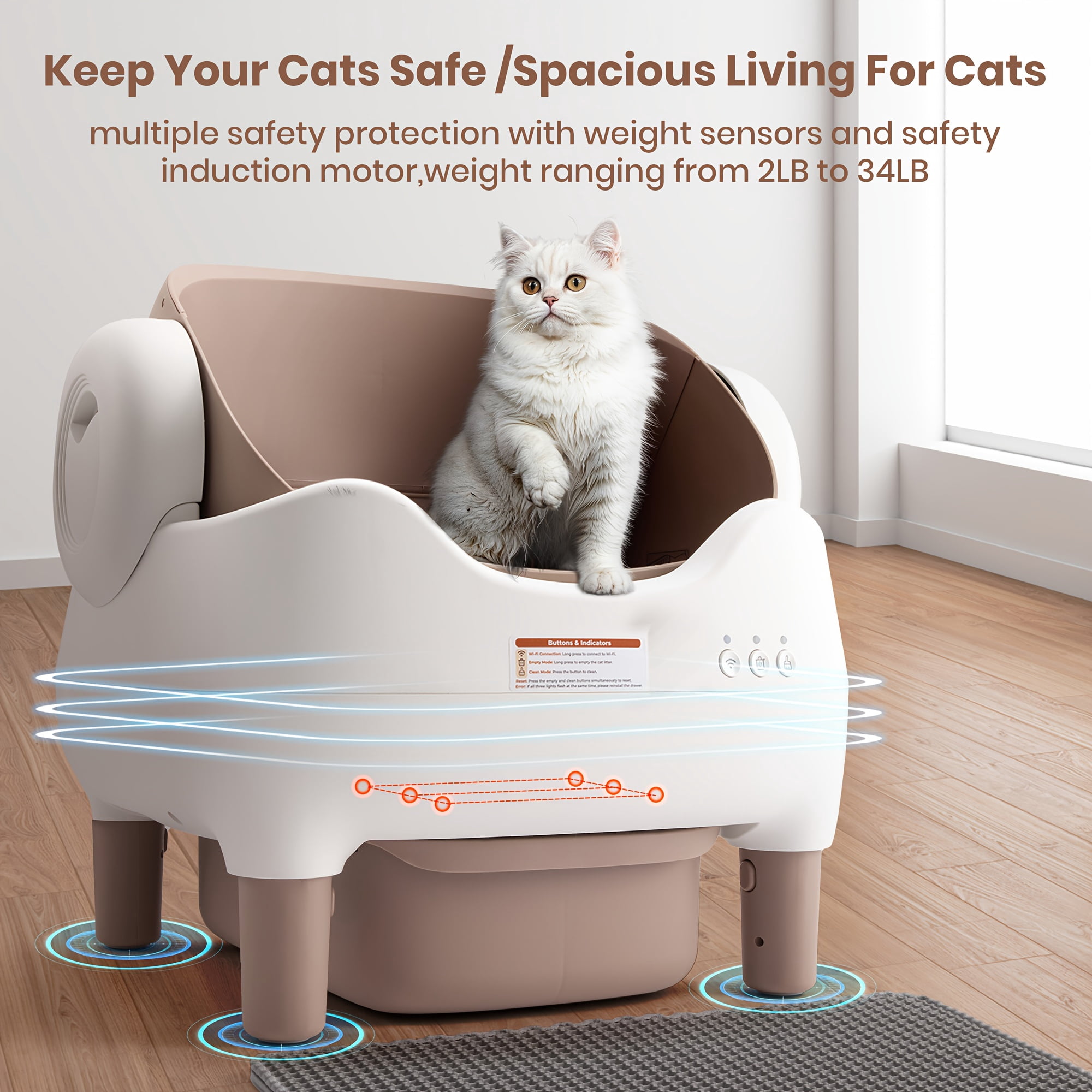 Extra Large Self-Cleaning Cat Litter Box, App-Controlled Automatic Cleaner with 3.43gal Big Capacity, 2.4G Wifi Automatic Cat Litter Box with Odor Removal, 14-Day Hands Free Scoopless Care, Automatic