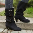 thumbnail image 2 of Aoochasliy Womens Shoes Boots Autumn Winter Thick Heel Mid-tube with Belt Buckle Warm Shoes Saving, 2 of 9