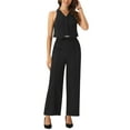 thumbnail image 2 of INSPIRAR CHIC Conjunto de Dos Piezas Casual Sin Mangas Top Corto Cuello en V Pantalones de Pierna Ancha XL Negro, 2 of 6
