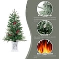 thumbnail image 3 of Pre-Lit Artificial Christmas Tree, 3ft Potted Xmas Full Tree, Premium Snow Flocked Xmas Pine Tree with 50LED Lights & Flower Pot for Christmas Decoration, Home, Office, Party Decoration, 3 of 9