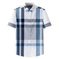 thumbnail image 1 of BOBOGOJP Button Down Shirt Men Short Sleeve Regular Fit Shirt,Blue XXL, 1 of 2