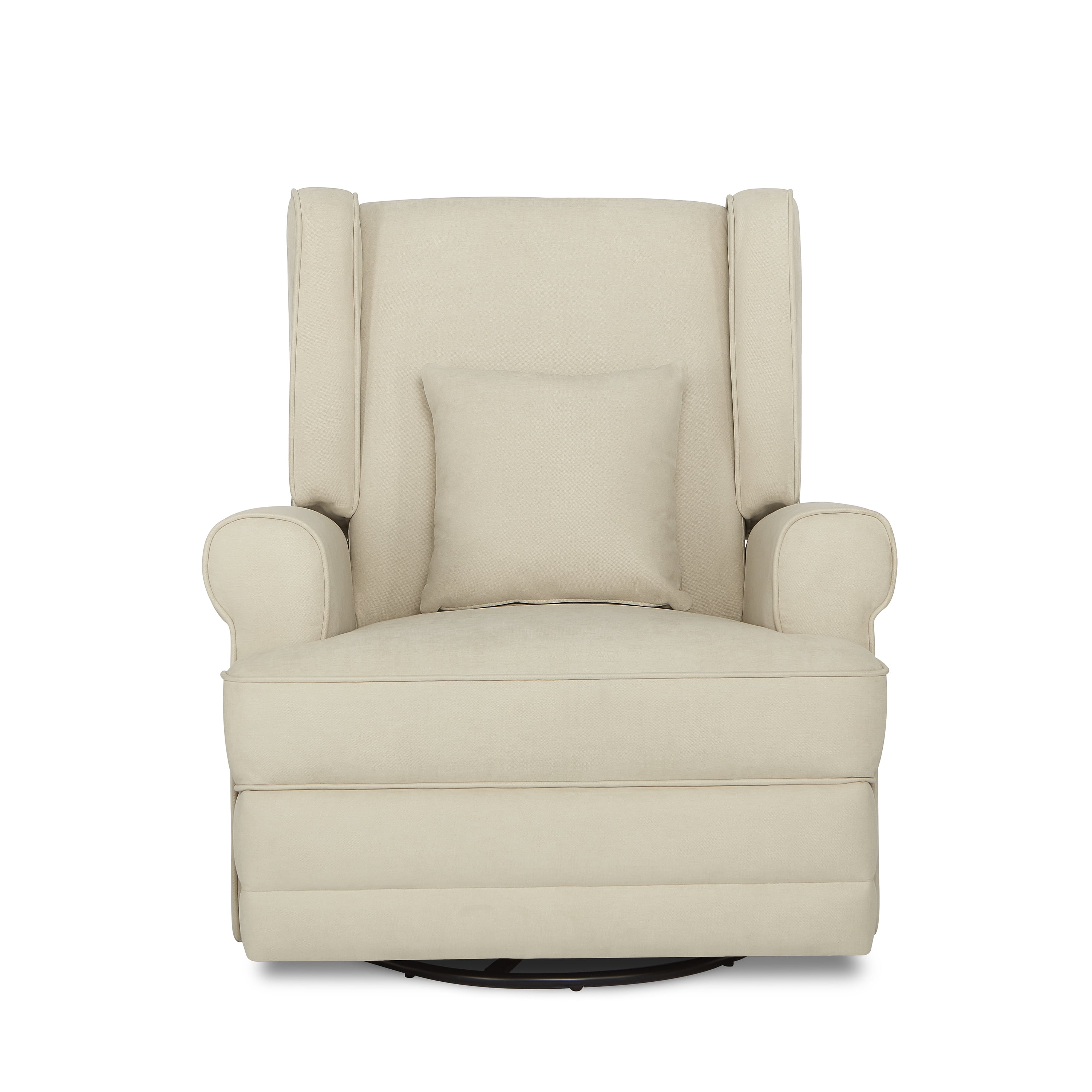 Evolur Melbourne Wing Back Swivel Glider I Nursery Glider I Durable Soft Fabric I Bonus Pillow In Shell