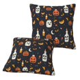 thumbnail image 2 of Halloween Throw Pillow Covers, halloween-spooky-fun-pumpkins-bats Halloween Decorations Square Pillow Cases with Invisible Zipper for Bed Couch Sofa, Farmhouse Halloween Decor-2 Pack 16x16, 2 of 6