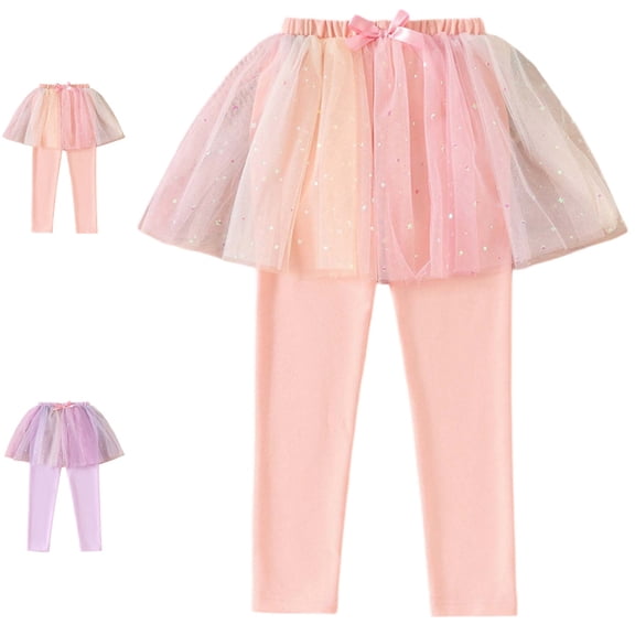 UJNDER Toddler Girls Two Layer Shaggy Yarn Skirt Pants Casual Leggings for Spring Autumn Wear Girls Leggings,Pink,3-4 Years