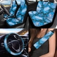 thumbnail image 2 of Uorisanigo Blue Marble Print 10 Pack Car Seat Covers Full Set Cars Steering Wheel Cover and Water Cup Coaster Seat Belt Pads Chapstick Holder Soft Decorative Auto Interior Fit Most Car SUV, 2 of 7