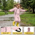 thumbnail image 5 of Kogui Kids Rain Suit Toddler Girls Boys One Piece Raincoat Waterproof Coverall Cartoon Rain Jacket 4T 5T (Pink,4-5 Years), 5 of 9