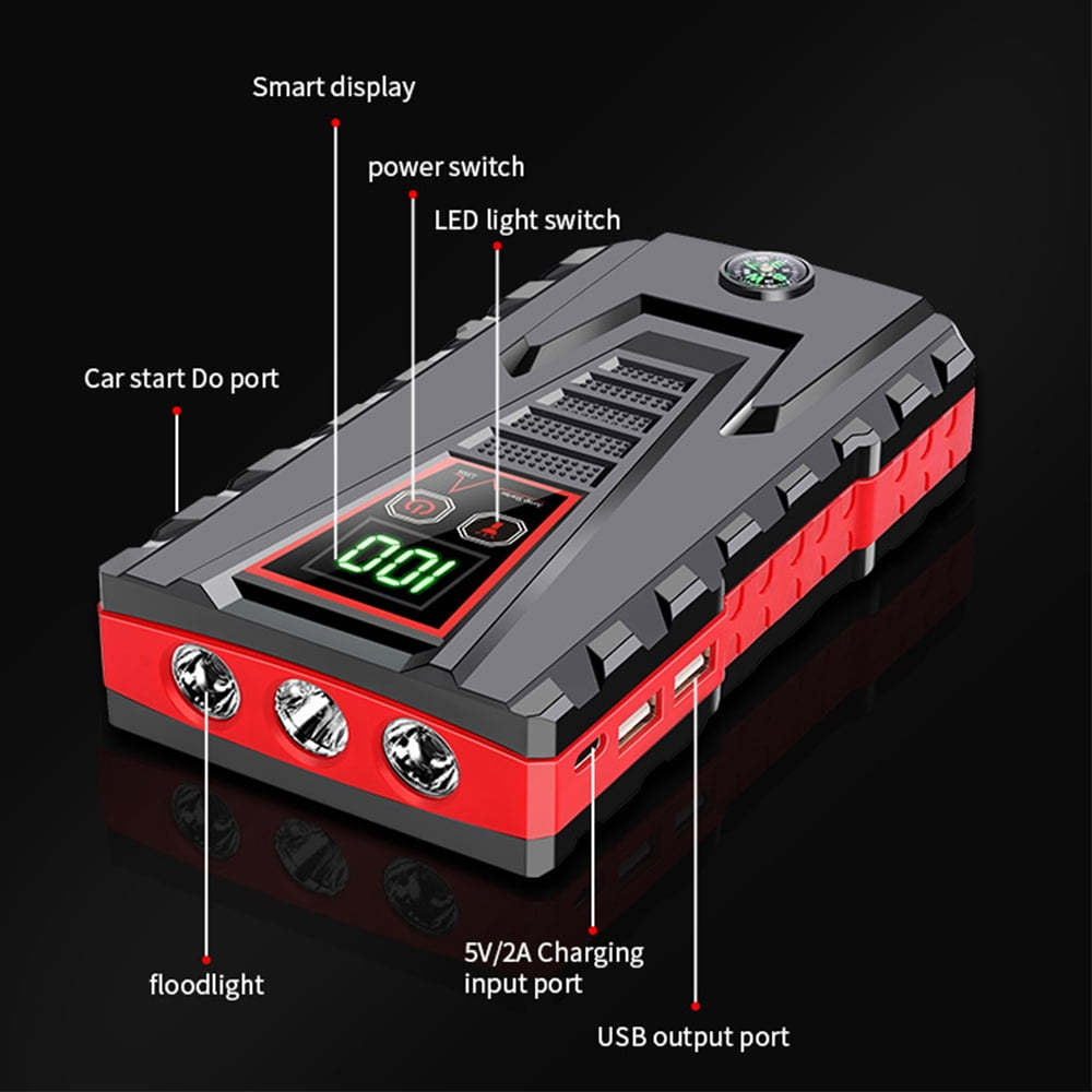 Multi-functional Car Jump Starter, 5000A Peak 99800mAh Battery Jump Starter, 12V Car Battery Charger, Auto Battery Booster w/ LCD Display & 3 LED Modes, Portable Power Bank Charger