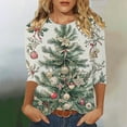 thumbnail image 2 of Fashion Fall Saving Women's Three Quarter Sleeve Round Neck Top for the Holidays with Unique Tree Print Casual Tees Tshirts Shirts and Blouse My Items, 2 of 5