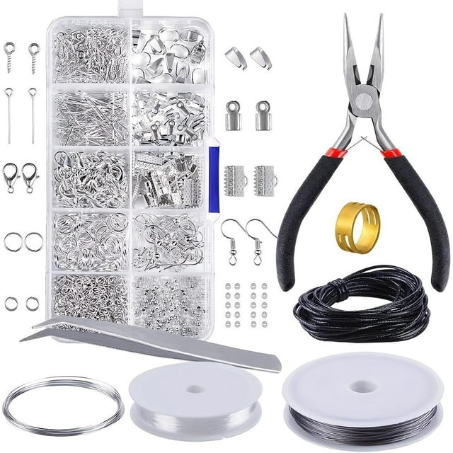 Kit de Bisutería para Hacer Aretes, Joyas, Material para Hacer Joyería de Herramientas, Kit de Suministros Herramientas para Hacer o Reparar Joyas (Plata)