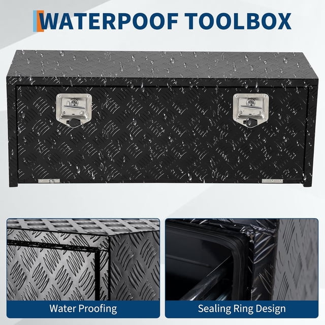 EDTara Lockable Aluminum Toolbox Chest, Heavy Duty Diamond Plate Storage Organizer With Keys for Trucks, Rvs, and Trailers