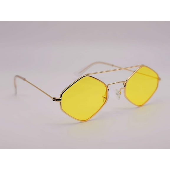 Popular Fashion Medium Rhombus Unisex Luxury Sunglasses Vintage Yellow Color