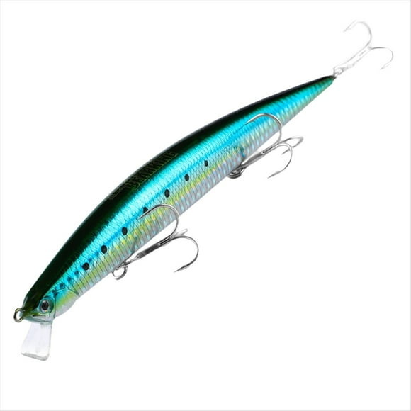 Leurre Flottant Wobbler pour Pêche, Jerkbait d'Eau Salée 175 Mm/27 g, Leurre Suspendu Lent pour Pêche de Surf, Flétan et Achigan, F, 1 x Appât Articulé