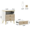 thumbnail image 2 of Tribesigns Nightstands with Three Drawers Set of 2, Modern Wooden Bedside Tables with with Champagne Metal Legs, 2 of 8