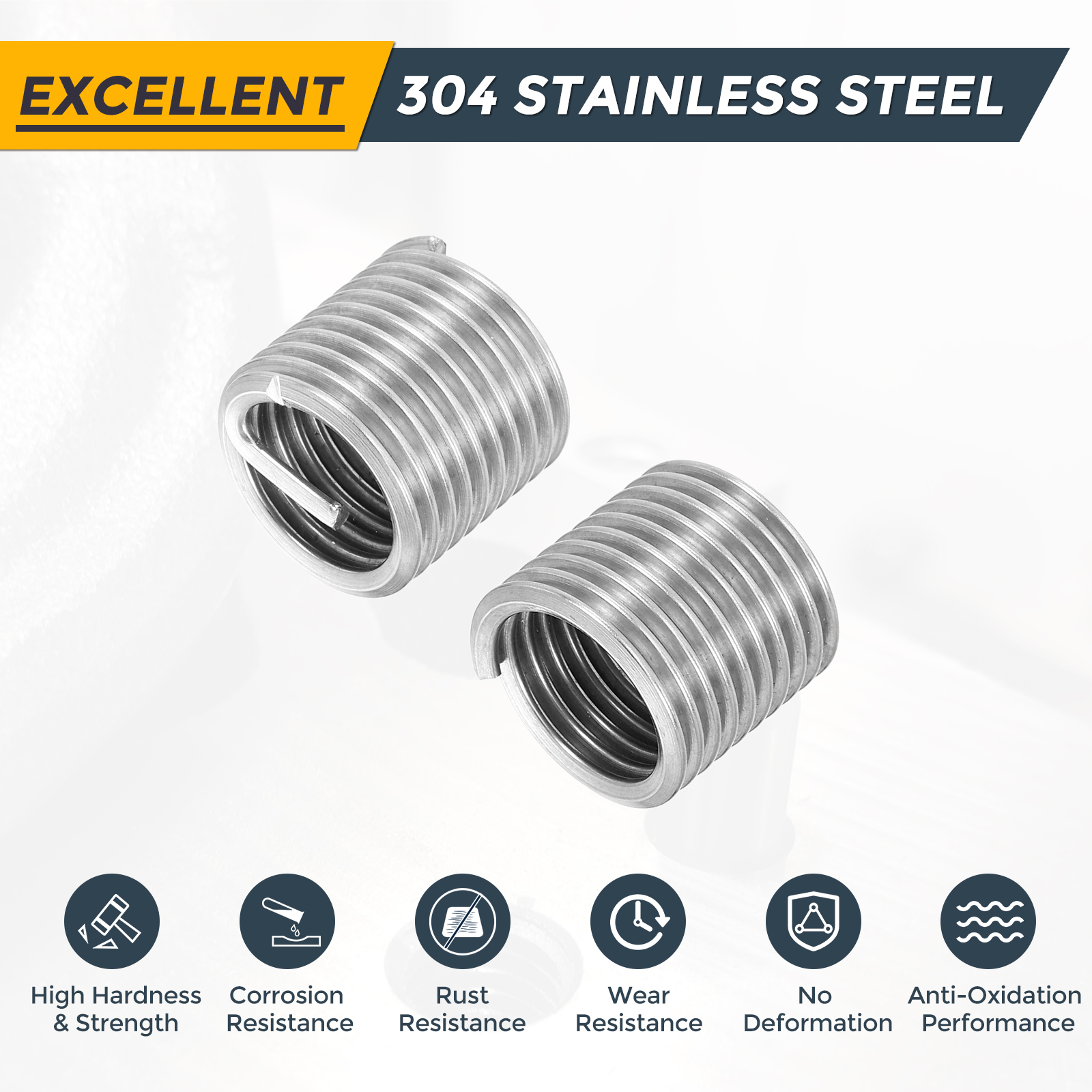 Uxcell 15pcs Wire Thread Inserts M18 x 2.5 x 1.5D Metric Helical Threaded Sleeve