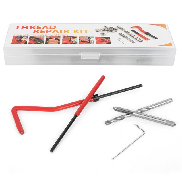 Artillery Kit de reparación de roscas,juego de brocas de reparación de roscas M4 de 25 piezas con caja de plástico transparente para maquinaria de procesamiento
