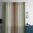 thumbnail image 5 of Sage Green Semi Sheer Curtains Drapes for Living Room, Bedroom, French Doors Window 84 Inches Long, Farmhouse Wood Grain Vintage Brown Striped Rod Pocket Chiffon Curtain Drapery Voile Drape Panel, 5 of 6