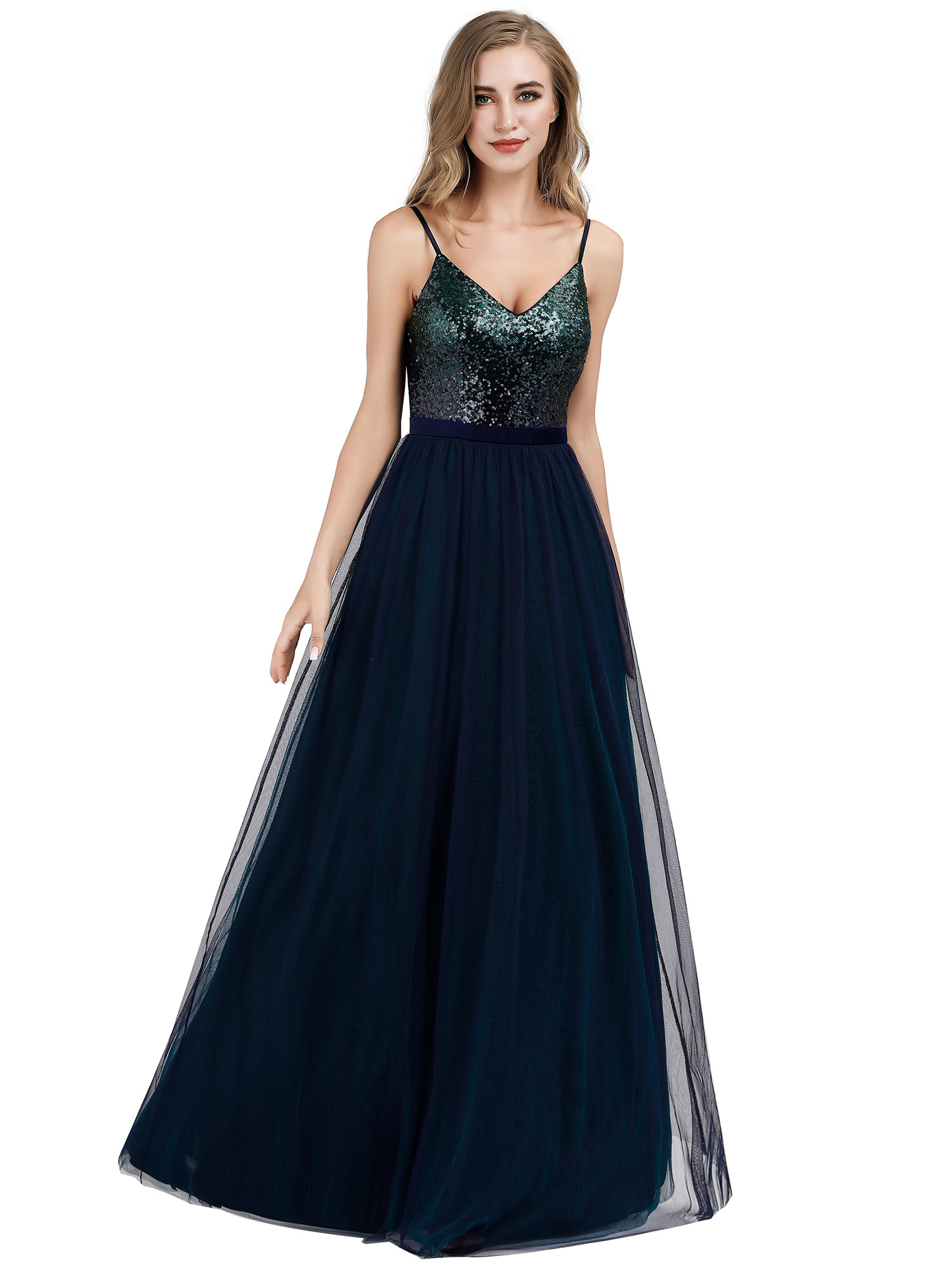 Ever-pretty - Ever-Pretty Women's Sexy Sequins Tulle Maxi Prom Party Homecoming Dresses for