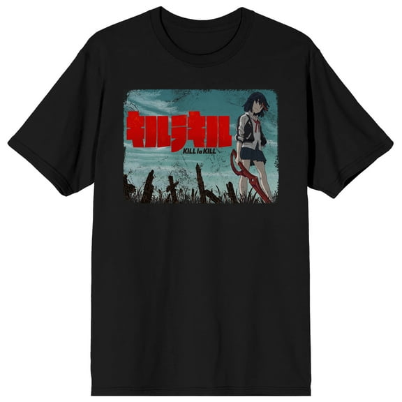 Kill La Kill Ryuko Matoi Logo Adult Black Crew Neck Short Sleeve T-shirt