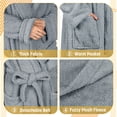 thumbnail image 2 of Tirrinia Women's Plush Soft Robe - Fluffy, Warm, and Fleece Sherpa Shaggy Bathrobe for Ultimate Comfort, Machine Washable, Large Size, Grey, 2 of 6