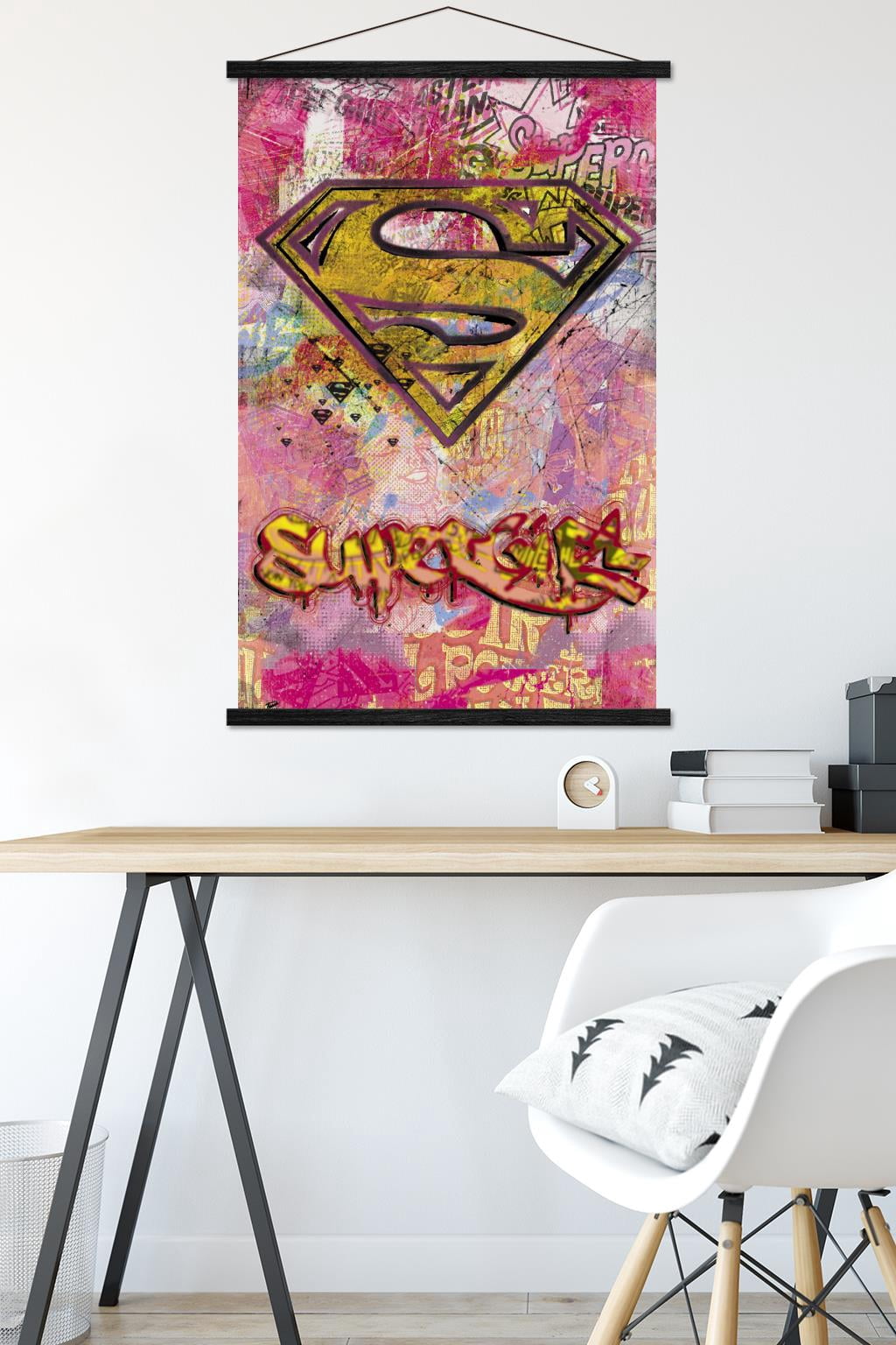 DC Comics - Supergirl Wall Poster with Wooden Magnetic Frame, 22.375" x 34"