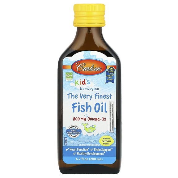 Carlson Labs Kid's The Very Finest Fish Oil Omega-3, Lemon, 800 Mg, 6.7 Fl Oz.