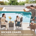 thumbnail image 4 of CazToi 3 Piece Patio Furniture Set Outdoor Wicker Bistro Set with Glass Coffee Table and Cushions PE Rattan Chairs for Balcony Porch Yard, 4 of 8