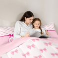 thumbnail image 4 of Erosebridal Pink Bow Letter O Twin Comforter Sets for Girls, Cute Princess Bowknot Bedding Set, Pink Reversible, 2 Pieces, 4 of 6