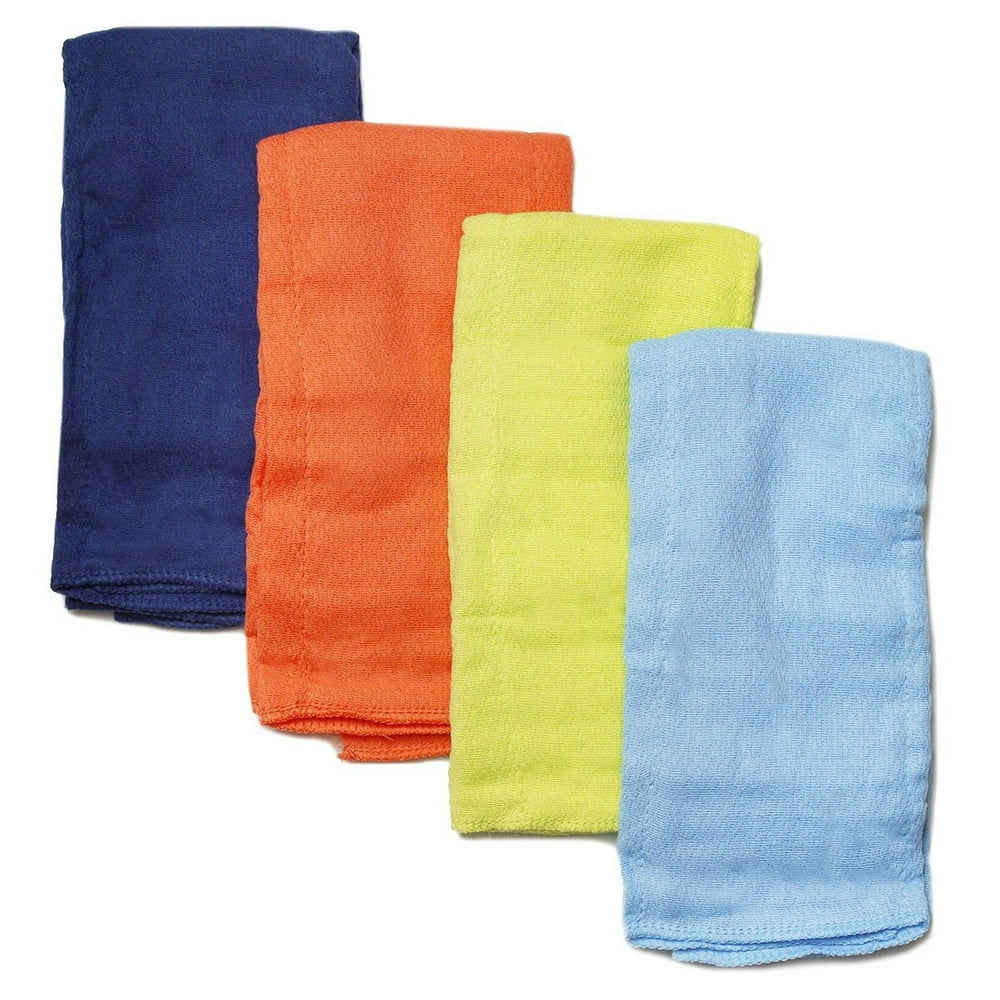 Baby Solid Prefold Diaper Burp Cloths for Baby Shower Gift, 4Color Set