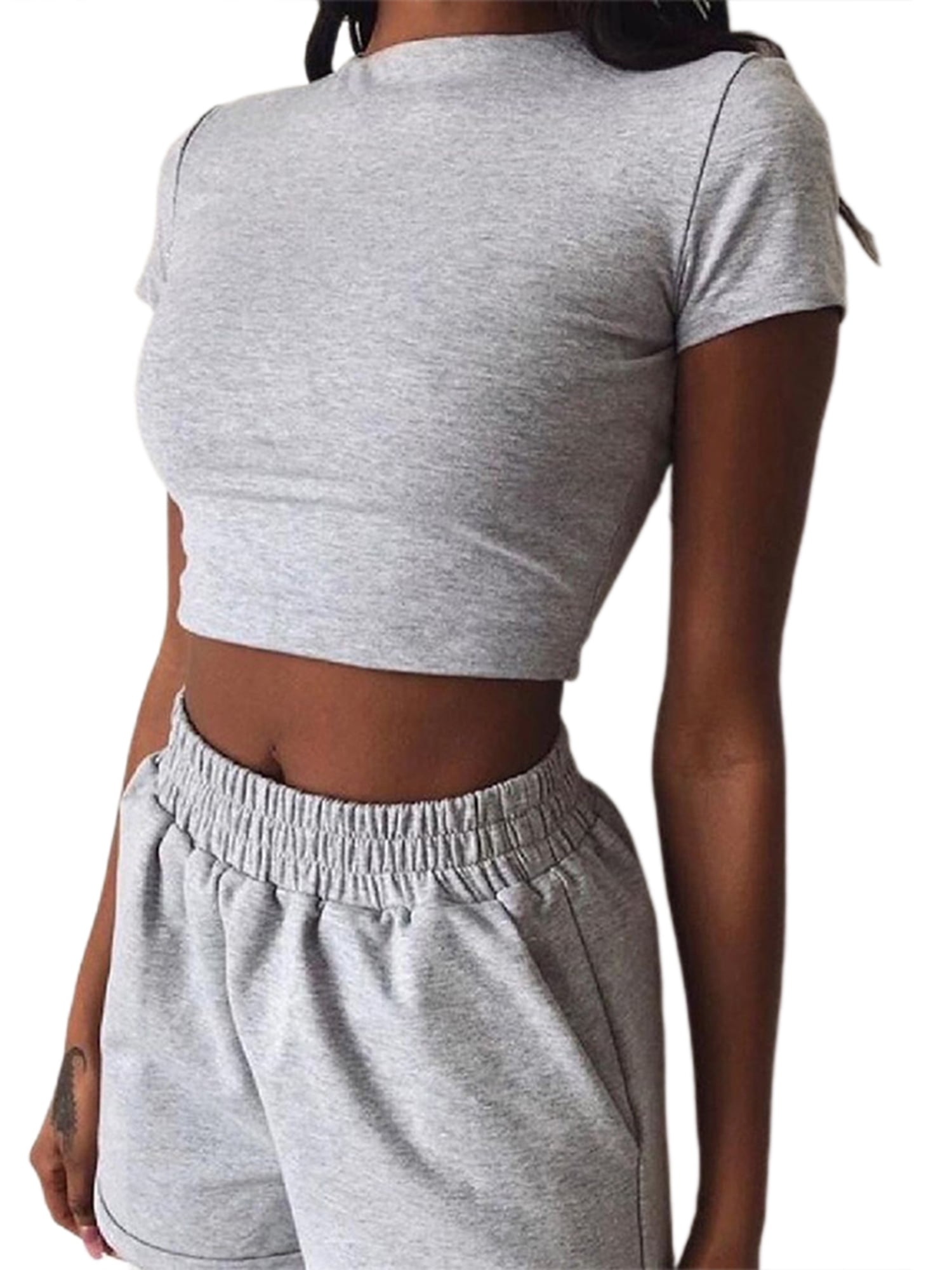Summer Athleisure Set: Womens Casual Solid Shorts And Crop Top Womens Short  Tracksuit With Drawstring Shirts Perfect Matching Sportswear Outfits From  Clothes182, $14.08