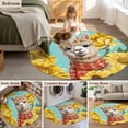 thumbnail image 5 of Round Rug 6Ft Washable Non-Slip, Alpaca Sunflowers Circle Area Rugs for Living Room Bedroom, Watercolor Animals Floral Plant Teal Indoor Floor Mats Carpet Runner for Home Decor Aesthetic, 5 of 8