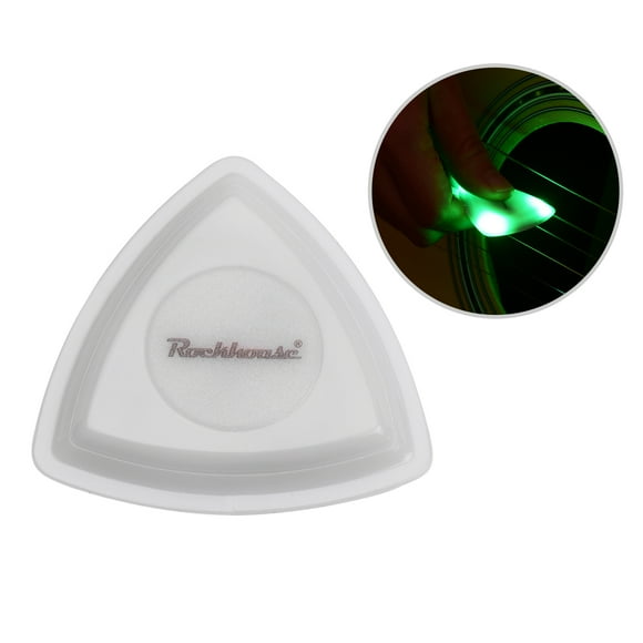 Rockhouse Pic de Guitare LED Lumineux dans le Noir avec Pile Bouton Intégrée - Pic ABS Vert Simple (40mAh, 240mw, 9mw LED) - Design Compact 4.1cm, Poids 6g