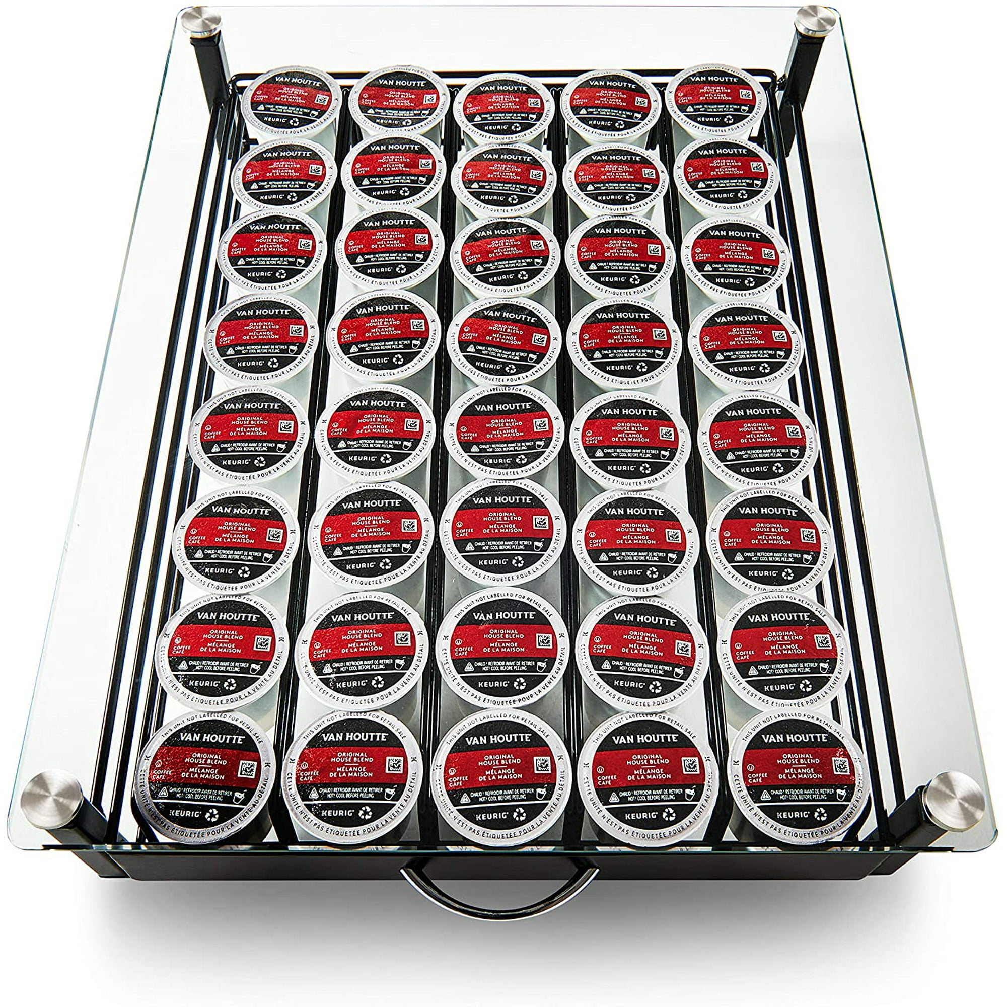 Coffee Pod Holder Storage Drawer for Keurig K Cup Holds 40 Pods Tempered Glass and Iron Walmart