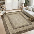 thumbnail image 2 of Hasoo Washable Throw Rug for Living Room 6' x 9' Braided Print Modern Bordered Soft Non-Slip Indoor Carpet, Camel, 2 of 6