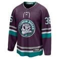 thumbnail image 2 of Men's Fanatics John Gibson Purple Anaheim Ducks 30th Anniversary Premier Breakaway Jersey, 2 of 3