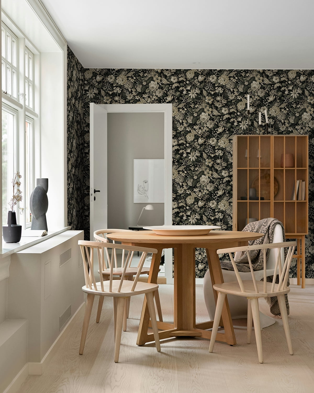 NextWall Ebony & Pale Fern Vintage Bird Garden Peel and Stick Wallpaper - 20.5 in. W x 18 ft. L Roll