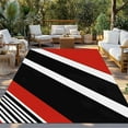 thumbnail image 3 of Fsddascl Red Black Stripe Outdoor Rug for Patio/Deck/Porch, Non-Slip Large Area Rug 4 x 6 Ft, Geometric Simple Color Line Indoor Outdoor Rugs Washable Area Rugs, Reversible Camping Rug Carpet Runner, 3 of 5