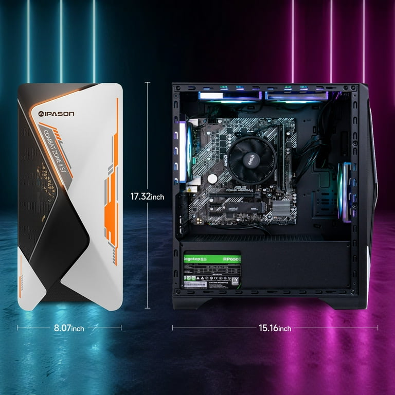 IPASON Gaming Desktop PC, AMD Ryzen 5 5600GT, 16GB RAM, 1TB