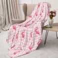 thumbnail image 3 of Disketp Cute Flamingo with Heart Cozy Flannel Fleece Throw Blanket: Has a velvety texture for All Seasons - Perfect for Women, Men, & Kids"50"x40", 3 of 6