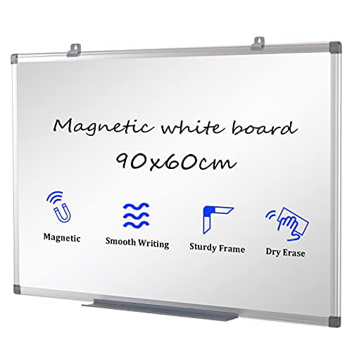 Black Glass 90x60cm Whiteboard Wall Mount Home Office School Dry Erase Board 