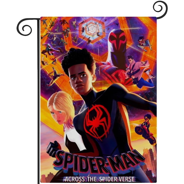 Spider-Man: A Través del Spider-Verso-bandera de jardín temática. Regalo perfecto para fans, amigos y familiares, ideal para actividades al aire libre y decoración de fiestas.28CM*45CM