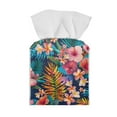 thumbnail image 2 of Psesaysky Tropical Tissue Box Cover, Hibiscus Palm Leaves Square Tissue Box Holder with Bottom Belt - Waterproof PU Leather Decorative Organizer for Tabletop, Bathroom, Car, Office, 2 of 7
