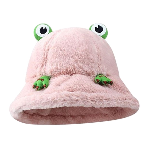 Sombrero de pescador de felpa para invierno, gorro de pescador, cálido, tamaño de dibujos animados, ligero, sombrero de rana, lindo para damas, Rosa Salvador sombrero de copa